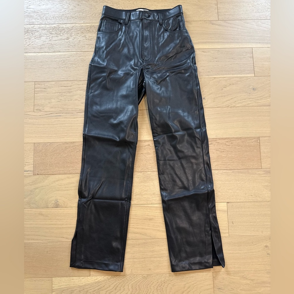 Abercrombie & Fitch Black Vegan Leather Straight-Leg Pants